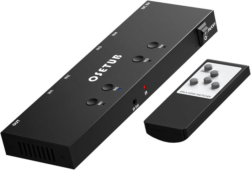 OseTub 4K@60Hz 4 in 1 Out HDMI Switch, 4 Port HDMI Switcher Selector Support HDR10 & HDCP 2.2 & Full 3D with IR Remote Control Compitable with Nintendo Switch,Xbox PS5/4,Fire Stick,Roku,Apple TV for Gaming - Image 1